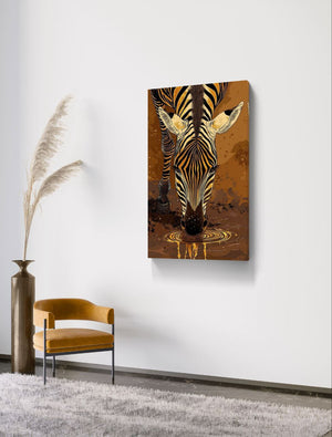 Tableau zèbre en train de boire
