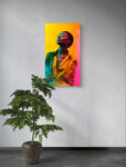 Tableau  femme noire avec un éclairage multicolore