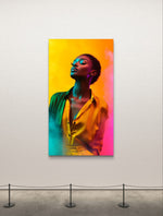Tableau  femme noire avec un éclairage multicolore