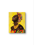 Le tableau représente une femme noire rayonnante