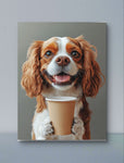 Le tableau représente un chien de race Cavalier King Charles
