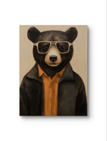 Tableau représente un ours noir anthropomorphe
