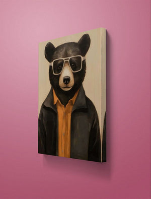 Tableau représente un ours noir anthropomorphe