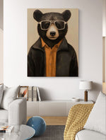 Tableau représente un ours noir anthropomorphe